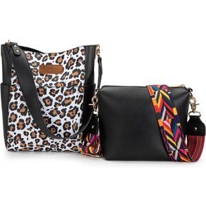 Montana West Bucket Bag Black Cheetah Women Crossbody Purse Handbag Shoulder FC3